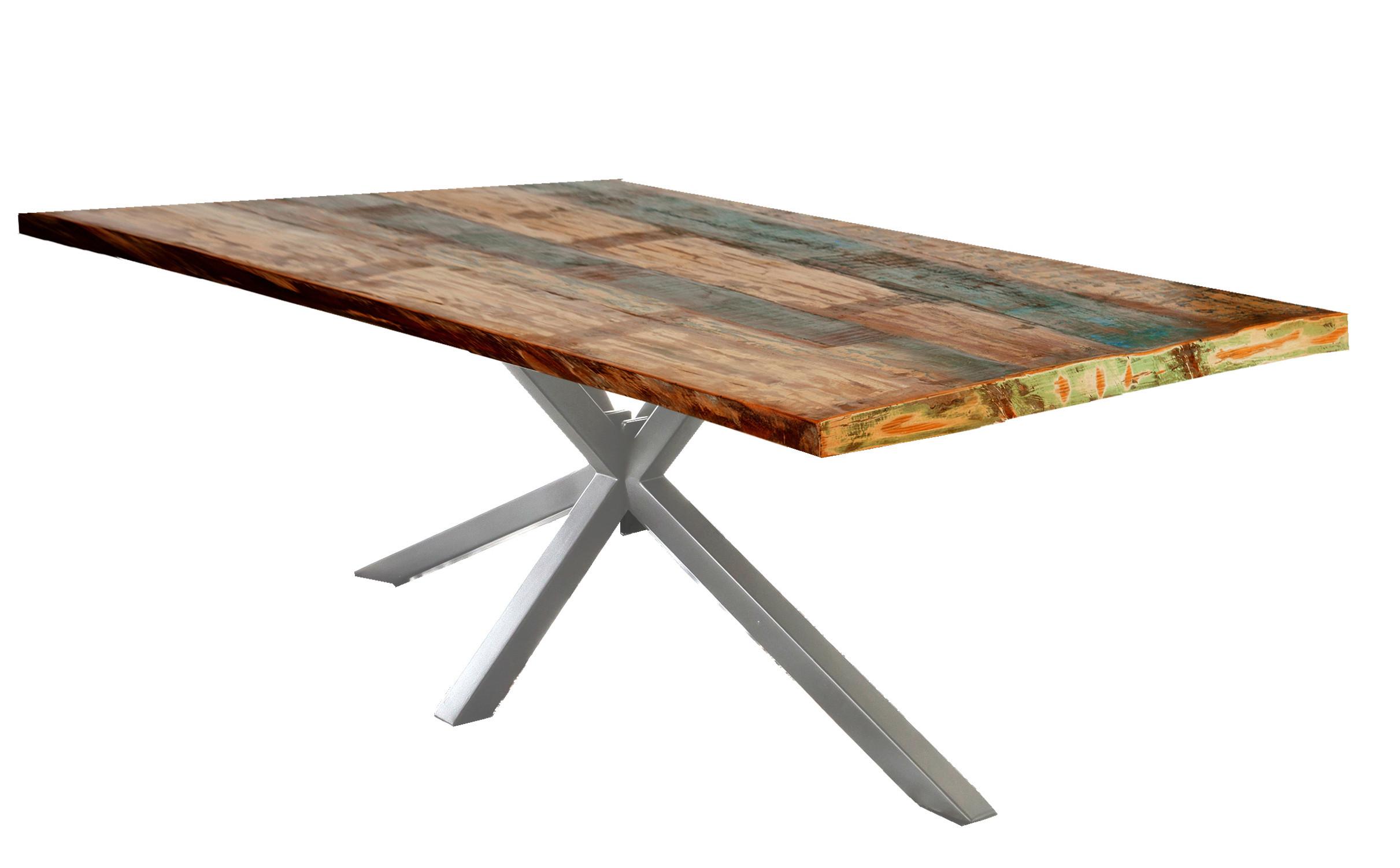 Esstisch Multicolor /Silberfarben L: 220cm - Silberfarben/Multicolor, MODERN, Holz/Metall (220/100/76cm) - MID.YOU