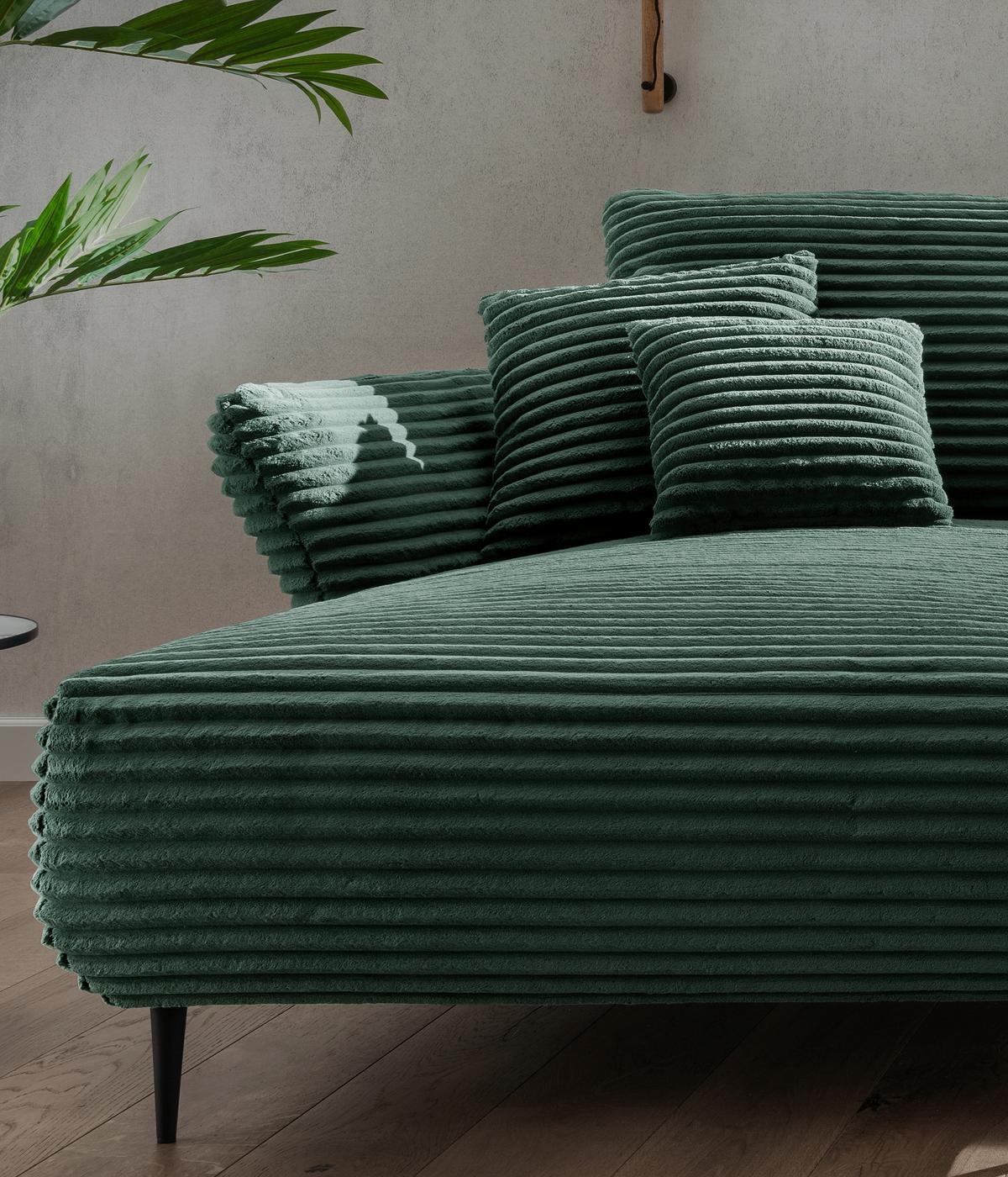 Ecksofa Vanilla Dunkelgrün S: 178x264-302 Cm - Dunkelgrün/Schwarz, Design, Textil (178/264-302cm) - Livetastic