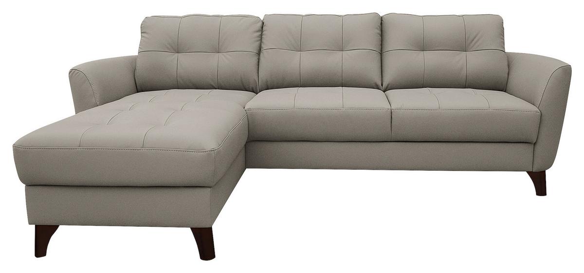 Ecksofa Nordic Plantinfarben S: 168x238 cm - Platinfarben/Buchefarben, Design, Leder/Textil (168/238cm) - Livetastic
