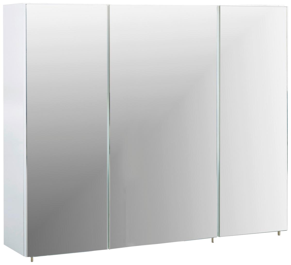 Spiegelschrank Basic 900 3 Türen, Weiß - Weiß Hochglanz, MODERN, Glas/Holzwerkstoff (90/70,7/16cm) - MID.YOU