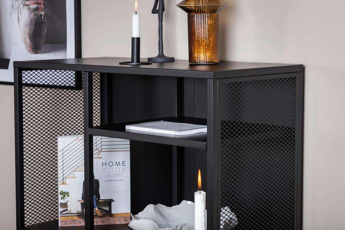 Bücherwand Misha - Schwarz, Design, Metall (80/110/40cm) - Livetastic