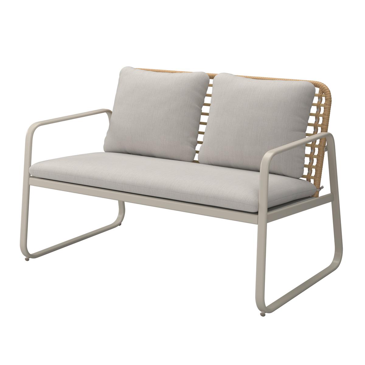 Loungegarnitur Tartu - Beige/Hellgrau, MODERN, Glas/Kunststoff (117/77,5/71,5cm) - Beldano