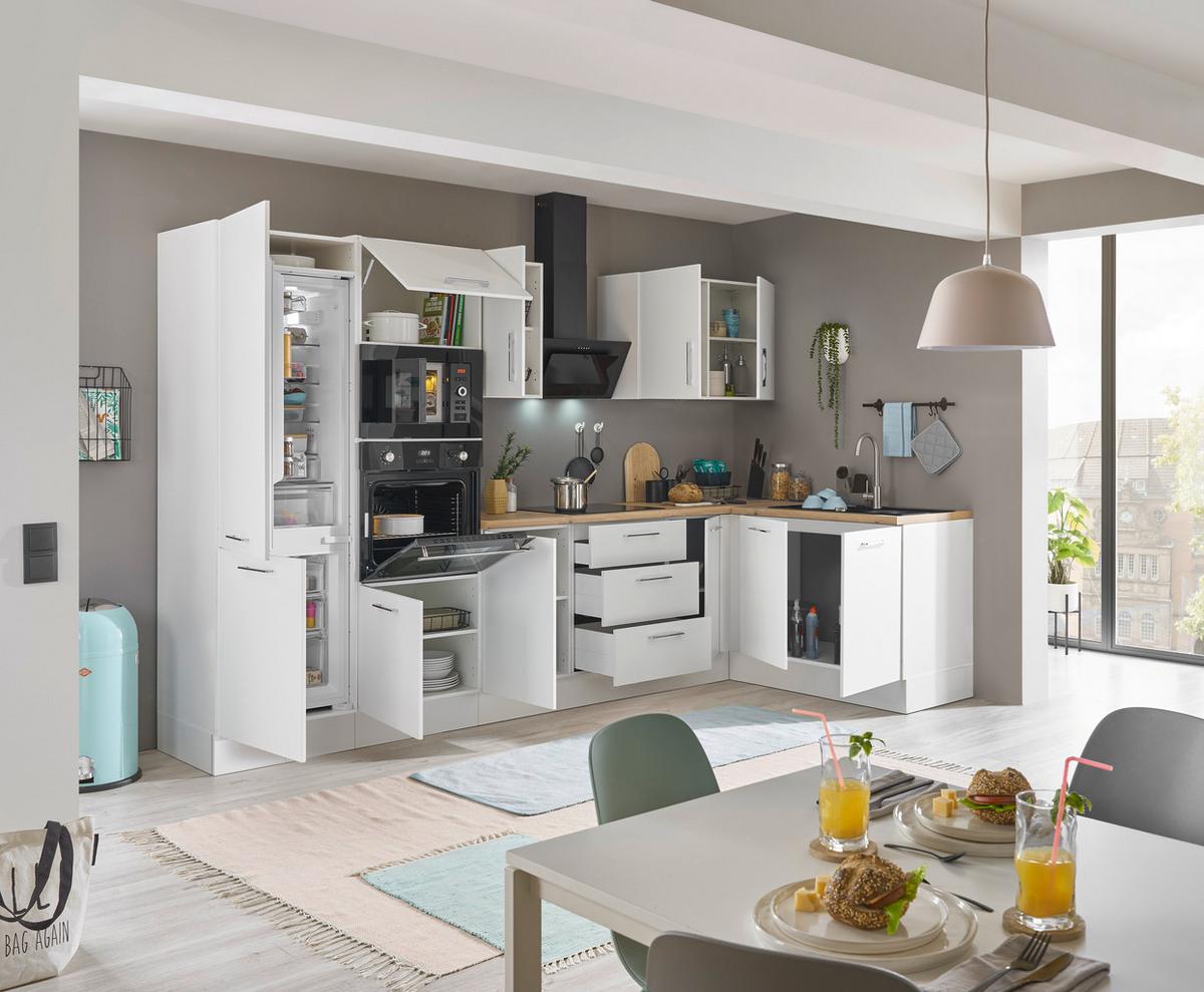 Eckküche Turin Weiss/eiche Dekor 330x165 Cm - Weiß/Eiche Artisan, Basics, Holzwerkstoff (330/165cm) - MID.YOU