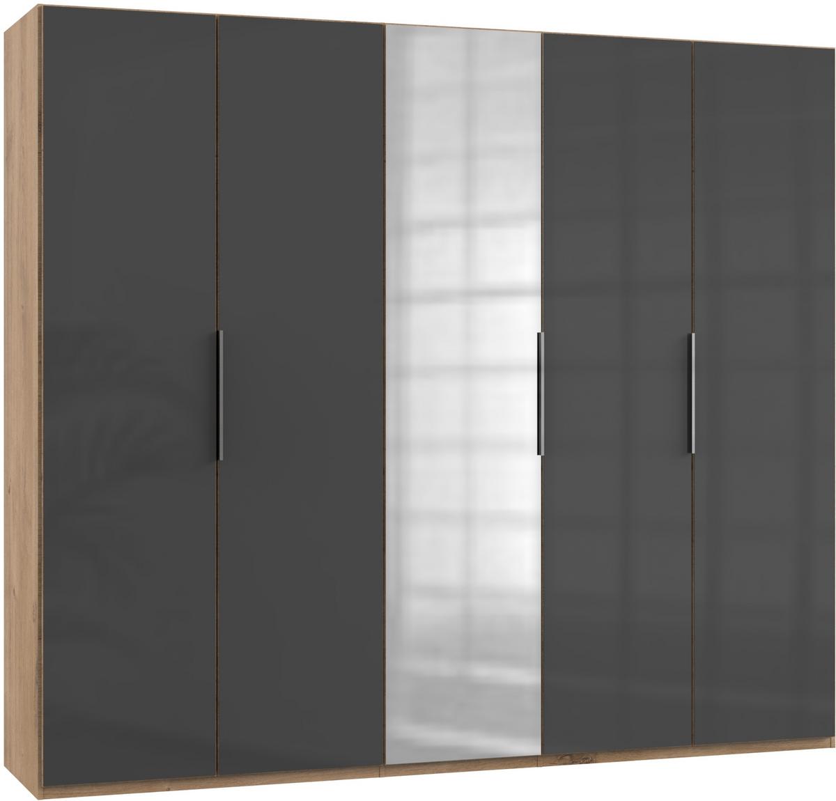 Drehtürenschrank 250cm Level, Grau/eiche Dekor - Eichefarben/Grau, MODERN, Glas/Holzwerkstoff (250/216/58cm) - MID.YOU