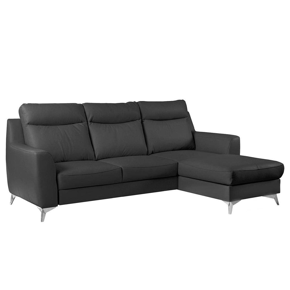 Ecksofa Gio Schwarz S: 236x168 Cm - Chromfarben/Schwarz, Design, Leder/Textil (236/168cm) - Livetastic