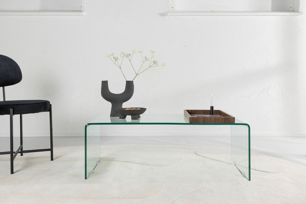 Couchtisch Telemark - Klar/Braun, Design, Glas (110/50/38cm) - Livetastic