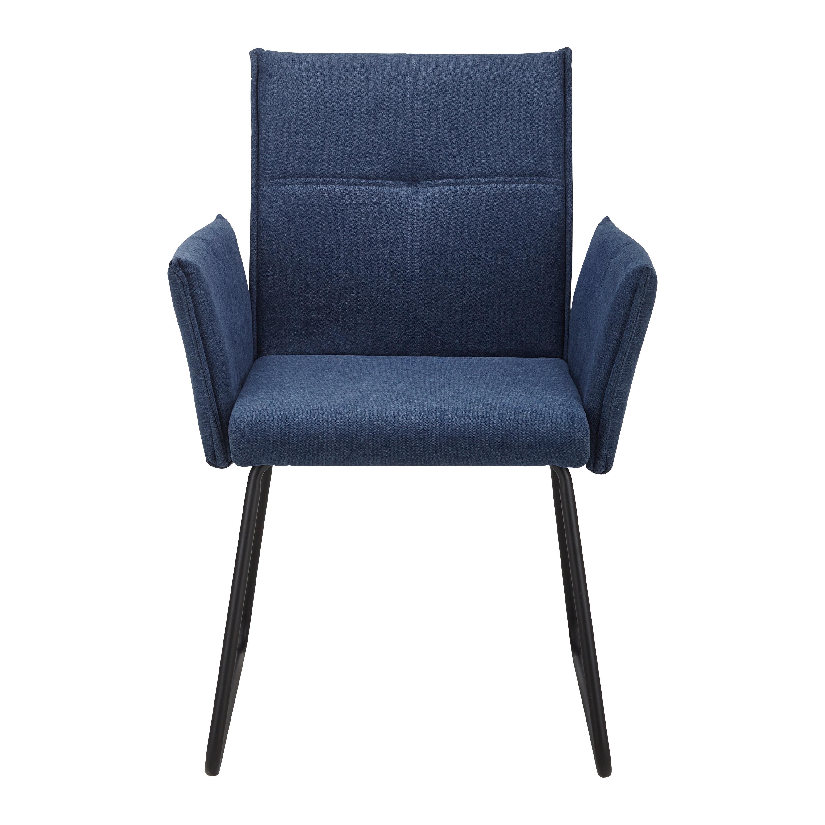 Pohodlná Židle Manila Modrá - modrá/černá, Moderní, kov/dřevo (60/90/61cm) - Bessagi Home