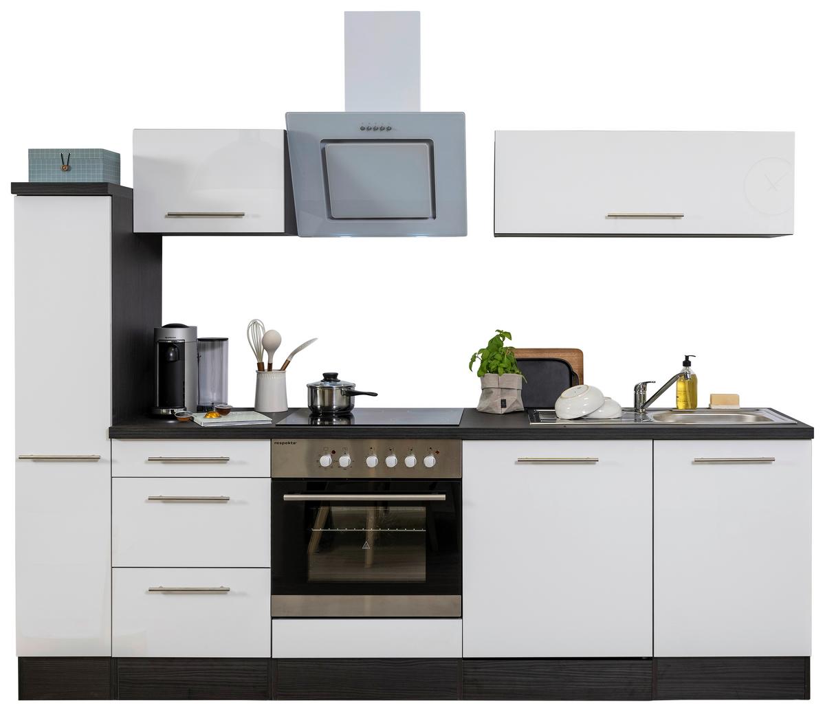 Küchenzeile Rp250ewc mit Geräte 250 cm Grau/Weiß - Weiß/Grau, Basics, Holzwerkstoff (250cm) - Respekta
