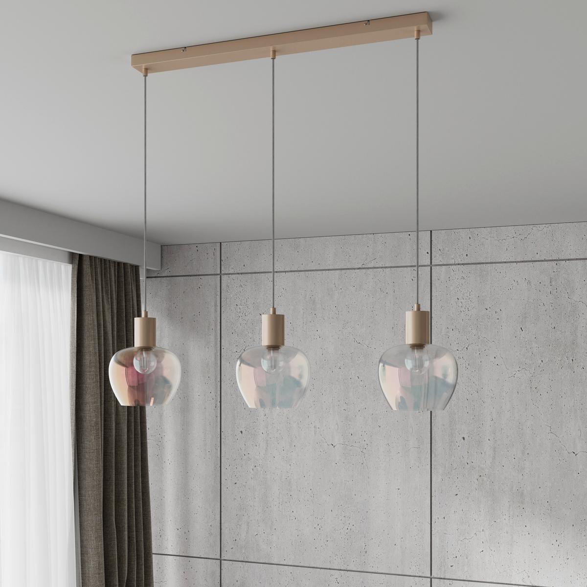 HÄNGELEUCHTE RENI - Champagner/Transparent, MODERN, Glas/Kunststoff (86/18/120cm)