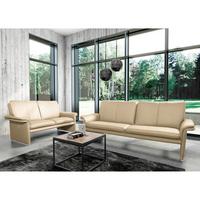 2,5-Sitzer Comodo Echtleder Beige B: 197 cm - Beige/Silberfarben, Design, Leder (197/90/88cm) - Livetastic