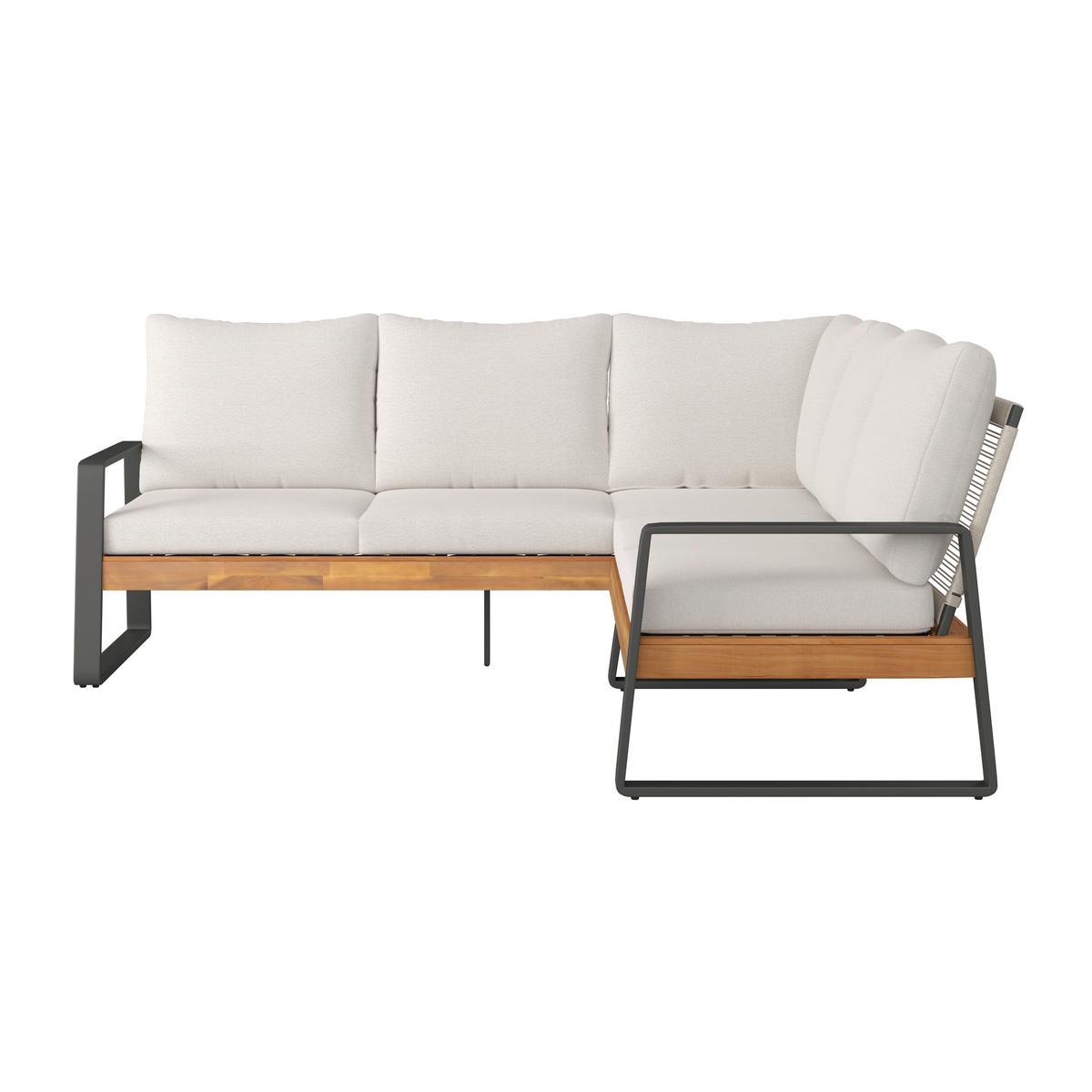JEDÁLENSKÁ TERASOVÁ SÚPRAVA ALEXA - krémová/farba tíku, Modern, kov/drevo (208,5/81/85,5cm) - Bessagi Garden