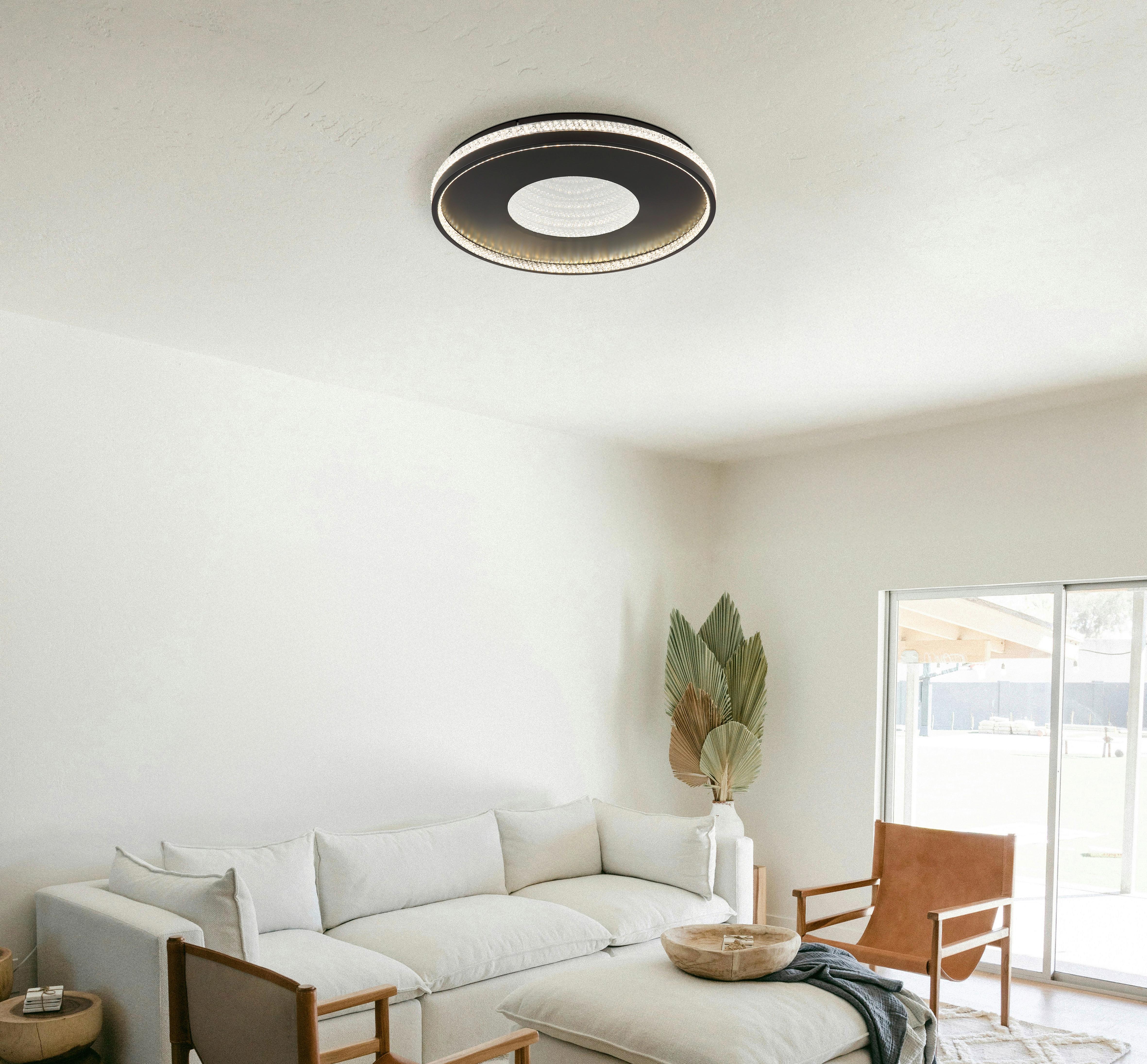 Led-deckenleuchte Waltraud Klar Schwarz D: 50 Cm - Klar/Schwarz, Trend, Kunststoff/Metall (50/6,5cm)