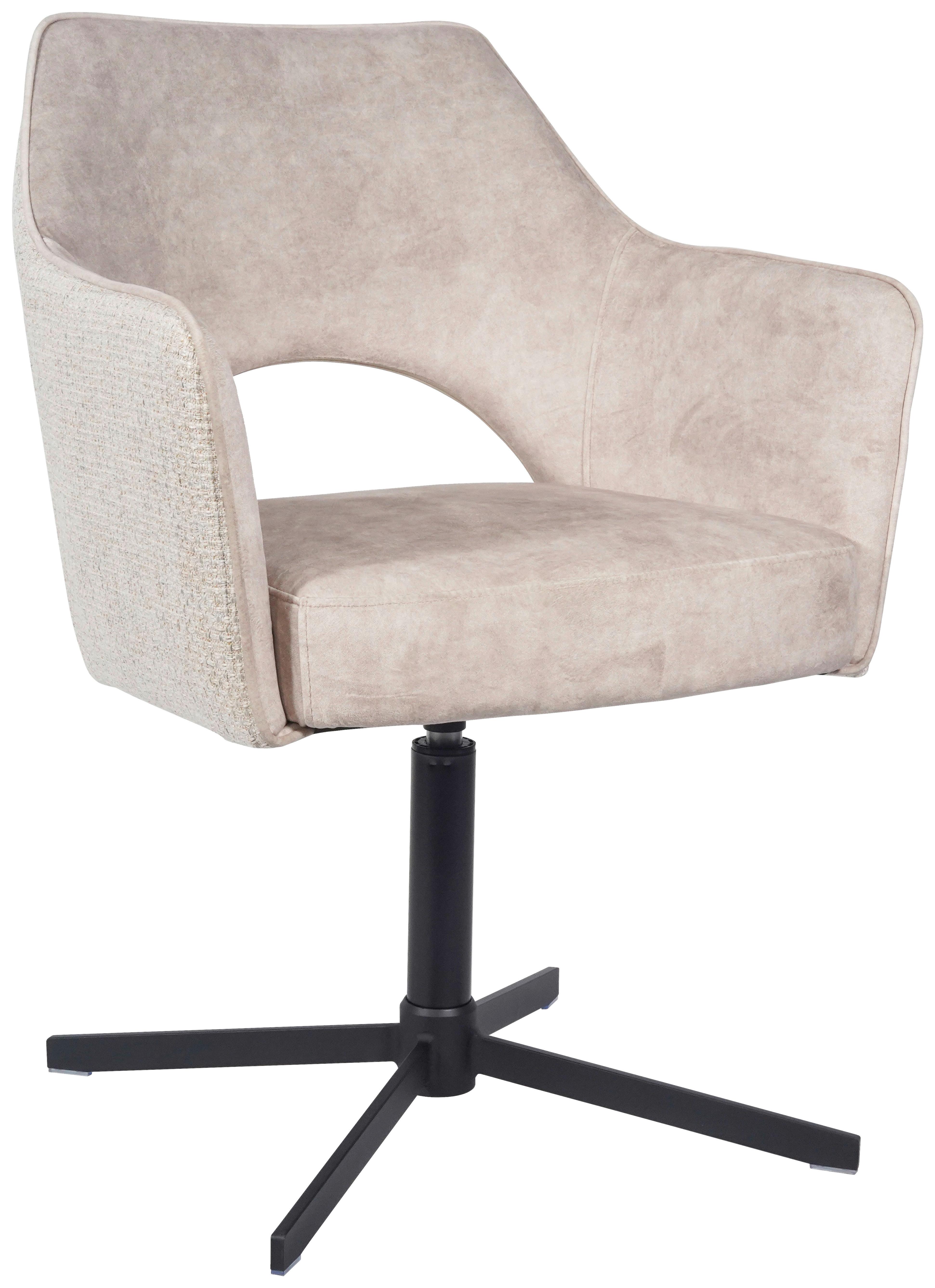STOLIČKA S PODRÚČKAMI VALLETTA - čierna/krémová, Konventionell, kov/textil (64/85/61cm) - Best Price