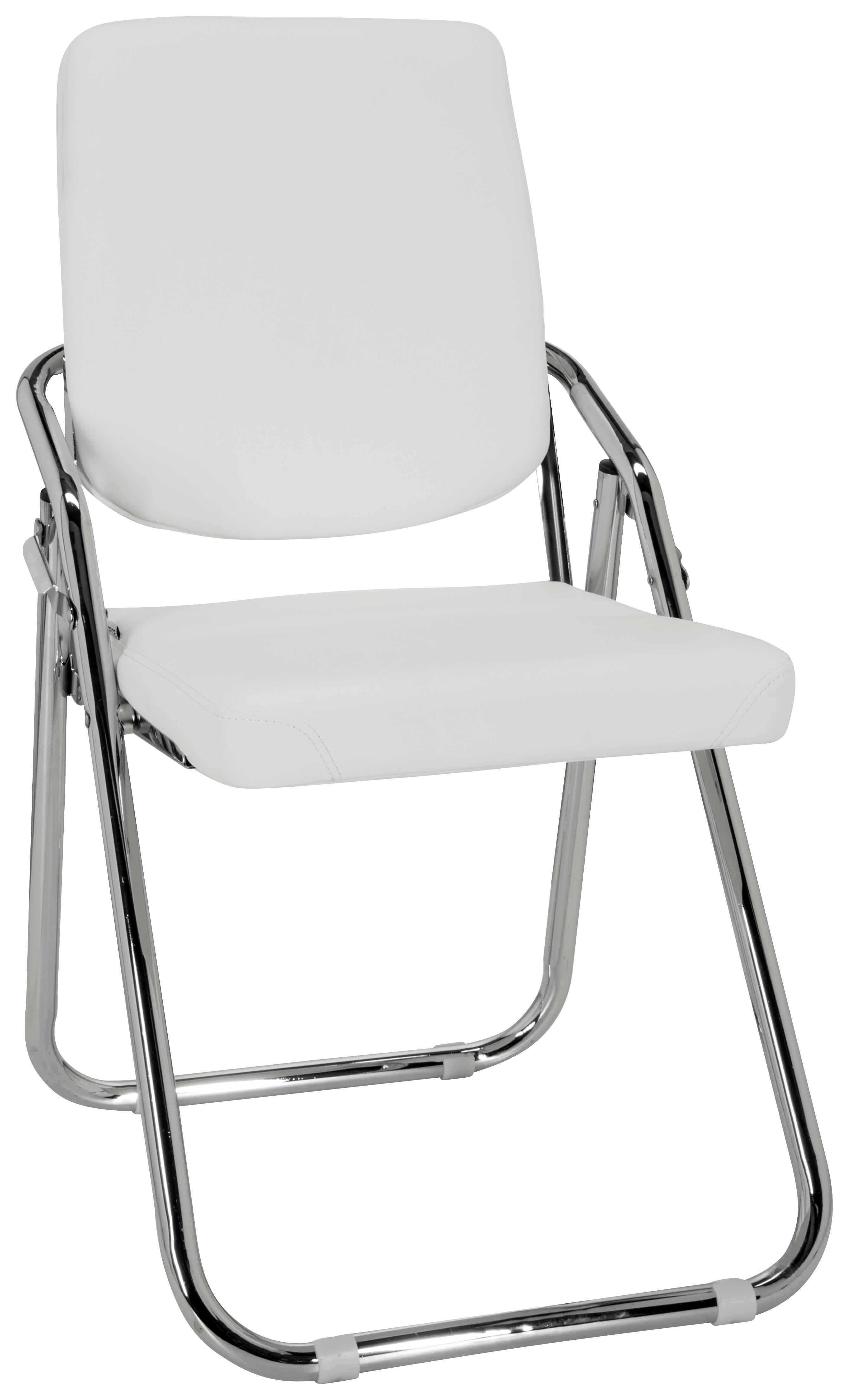 Besucherstuhl Esto Weiß Klappbar - Chromfarben/Weiß, Basics, Textil/Metall (46/90/40cm) - MID.YOU