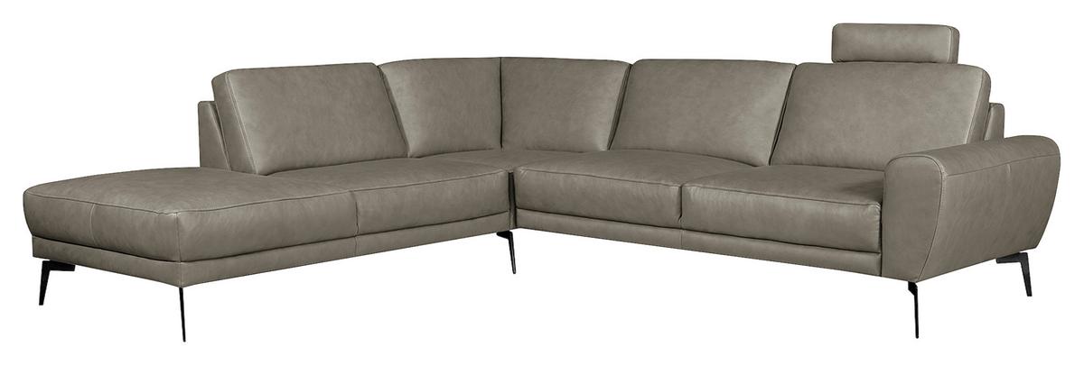 Ecksofa Spring, Grau S: 250x273 cm - Schwarz/Grau, Design, Leder (250/273cm) - Livetastic