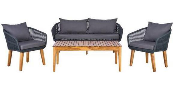 Loungegarnitur Trendy Aus Holz/Metall mit Kissen - Dunkelgrau/Anthrazit, MODERN, Holz/Metall (160/75/70cm) - Beldano