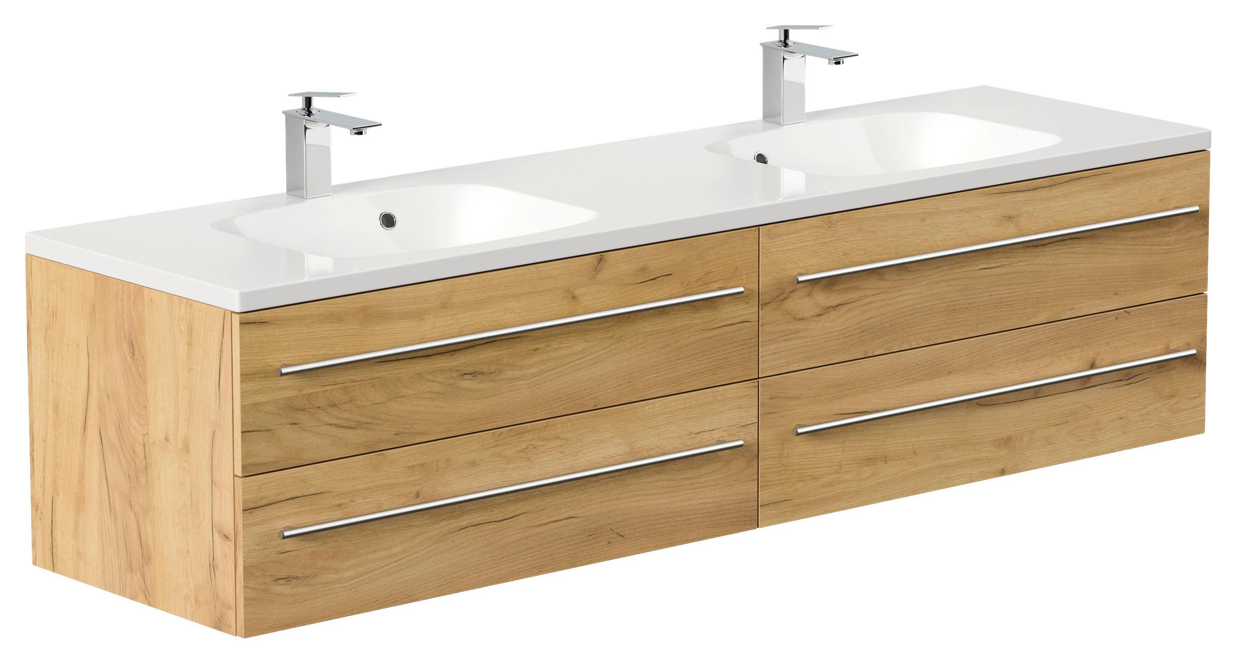 WASCHTISCHKOMBI Geant, Eichefarben B: 180 cm - Eichefarben/Weiß, Basics, Holzwerkstoff/Stein (180cm) - MID.YOU