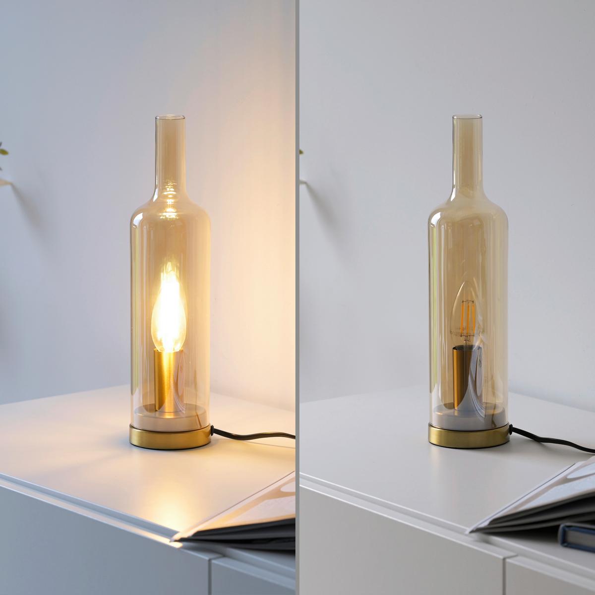 Tischleuchte, E14 14006-27 - Beige, Design, Glas/Kunststoff (8,5/8,5/34cm)