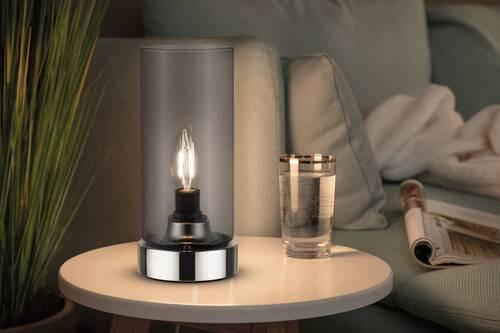 Tischlampe Grau/Chromfarben/ Transparent - Chromfarben/Transparent, Design, Glas/Metall (11/24,4cm) - Paulmann