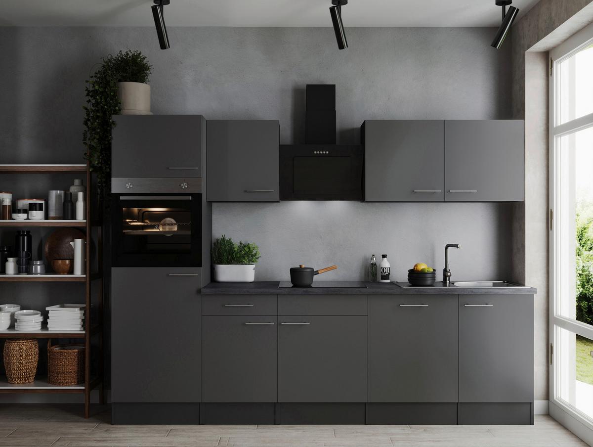 Küchenblock Oliver Grau B: 280 cm - Grau, Design, Holzwerkstoff (280cm) - Respekta