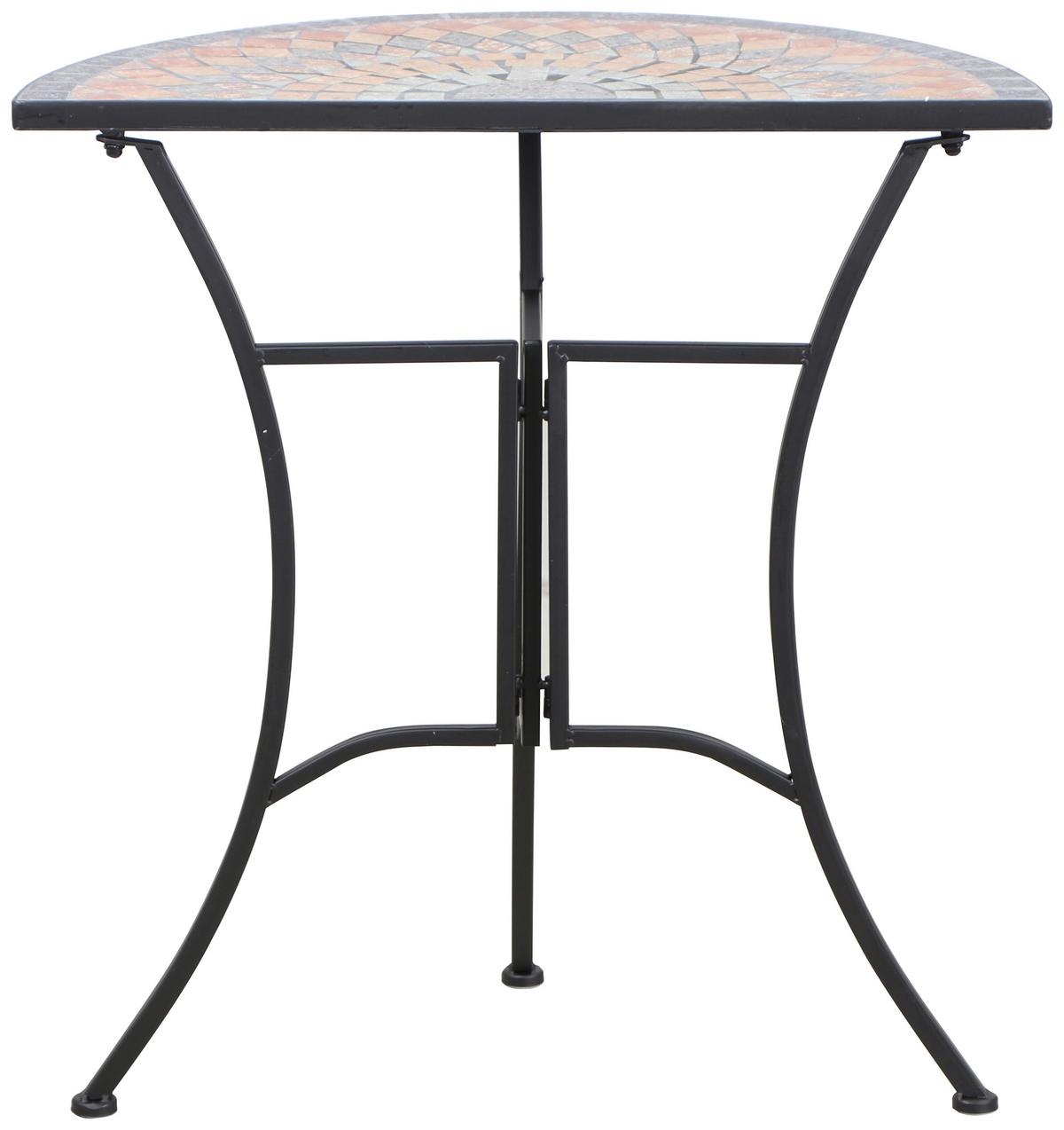 Gartentisch Kreamik/Metall L 70 cm - Multicolor/Schwarz, MODERN, Keramik/Metall (70/35,5/71cm) - Siena Garden