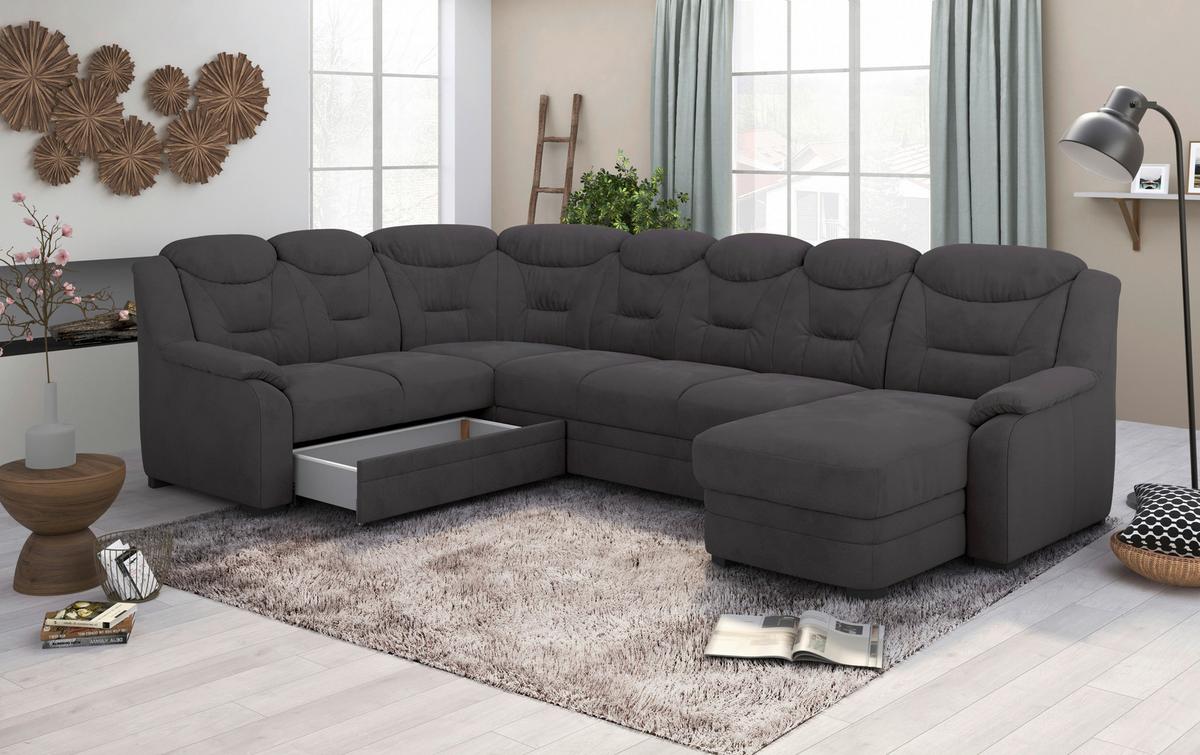Wohnlandschaft Marcus - Anthrazit/Schwarz, Basics, Textil (330/99/211cm) - MID.YOU