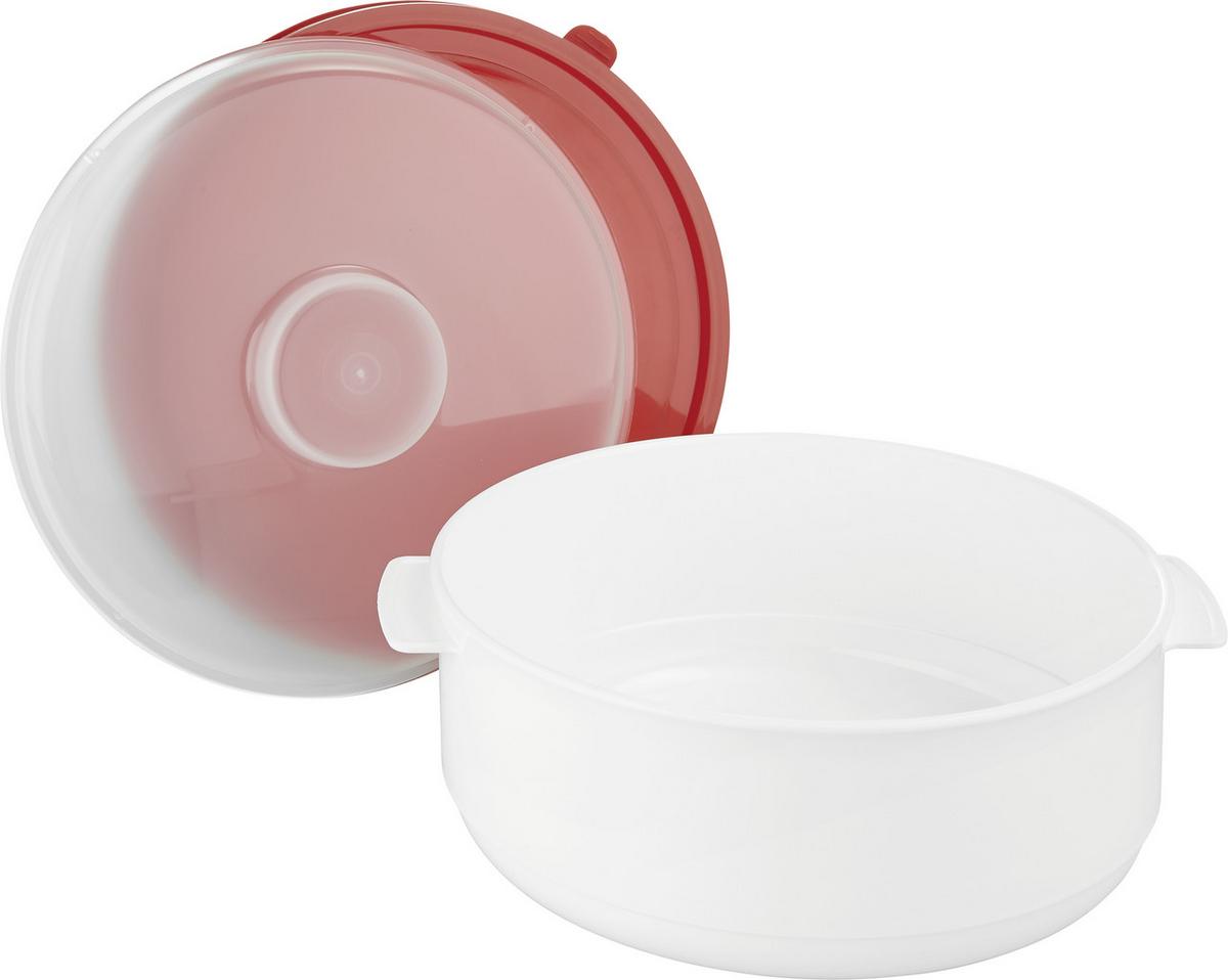 Mikrowellenschüssel mit Deckel Ricco D/H: 20/10,4 cm - Rot/Weiß, KONVENTIONELL, Kunststoff (20/10,4cm)