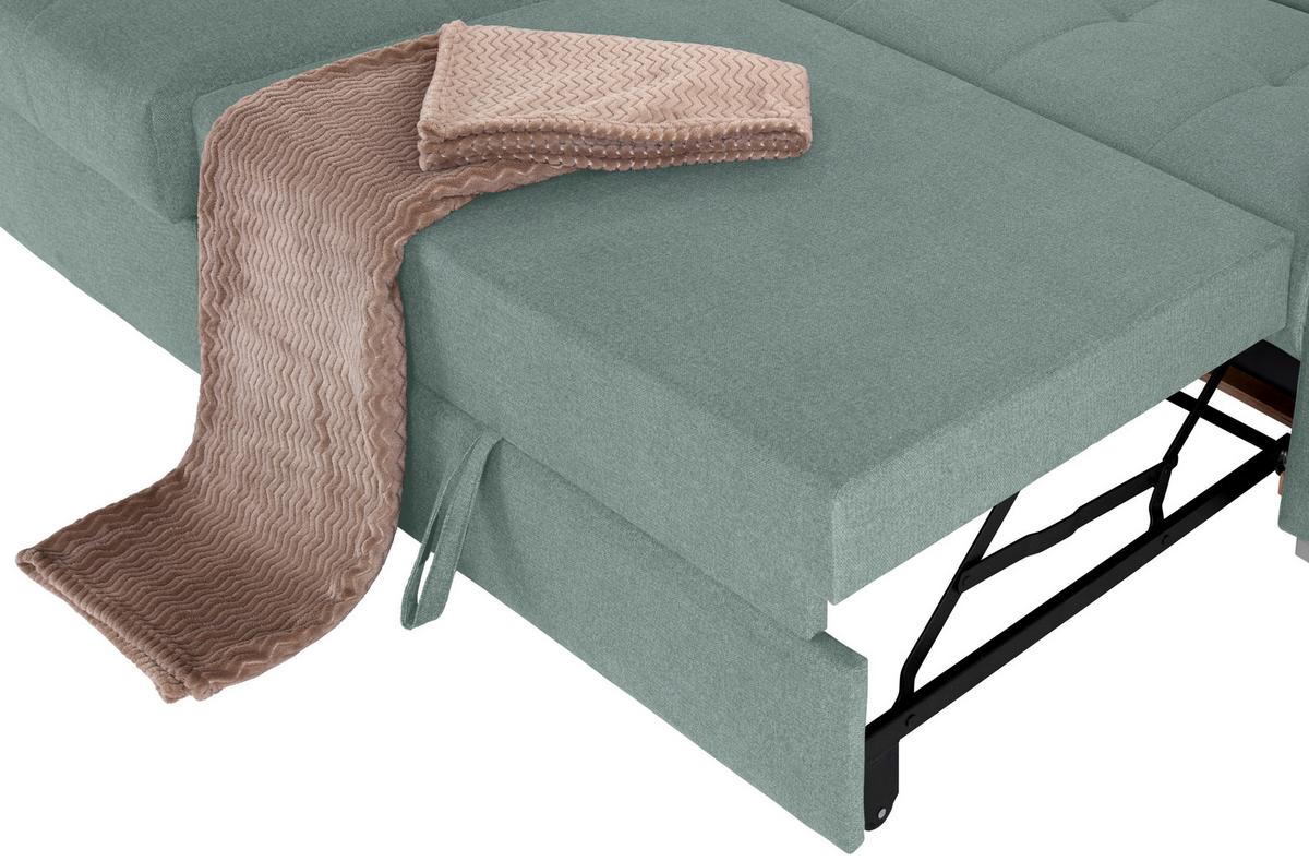 Ecksofa Mit Bettkasten Perry Grün 292x183 Cm - Silberfarben/Grün, Design, Textil (183/292cm) - Livetastic