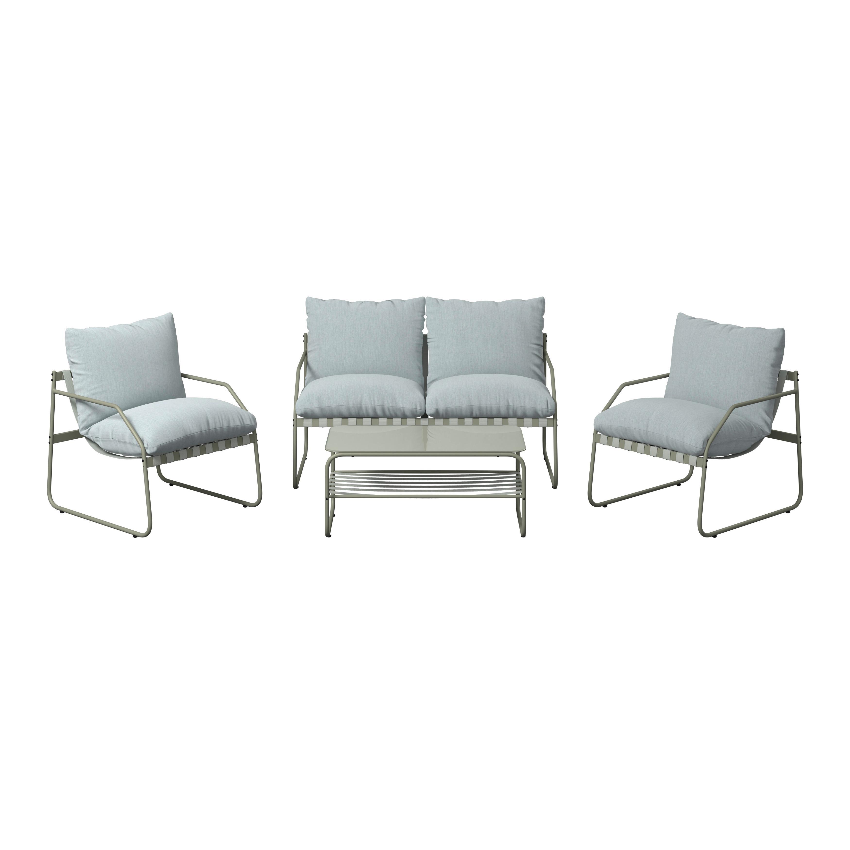 Loungegarnitur Miami - Beige/Grau, MODERN, Glas/Textil (128/62/82cm) - Beldano