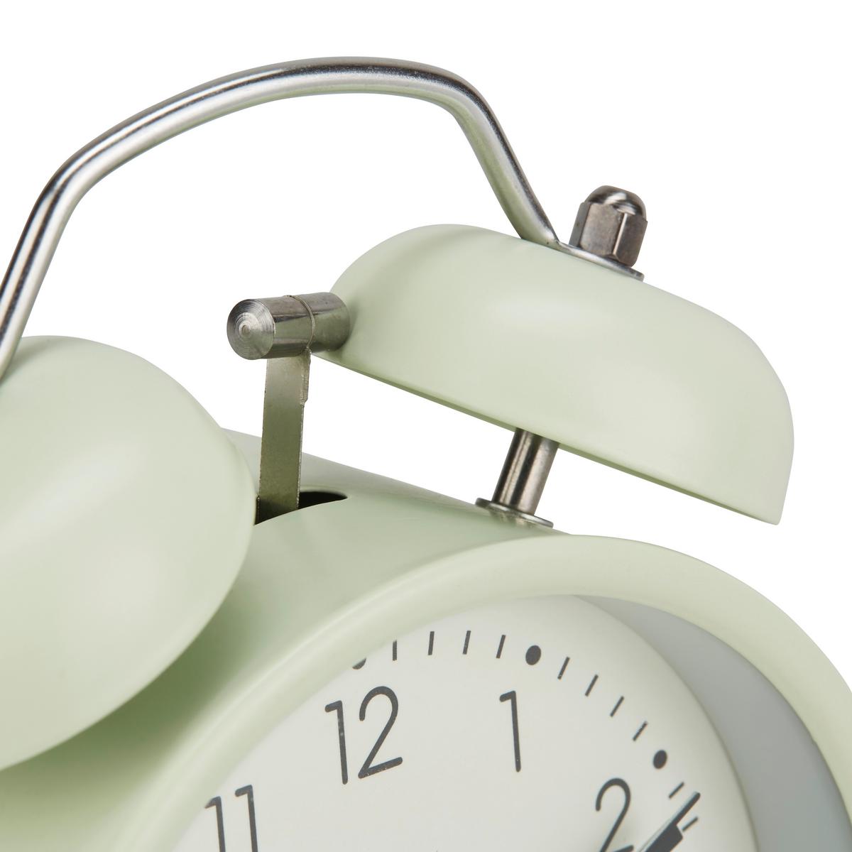 Wecker Alexiana Vintage-Look, H: 13 cm - Hellrosa/Schwarz, Basics, Glas/Papier (9,8/13/5,5cm) - Luca Bessoni