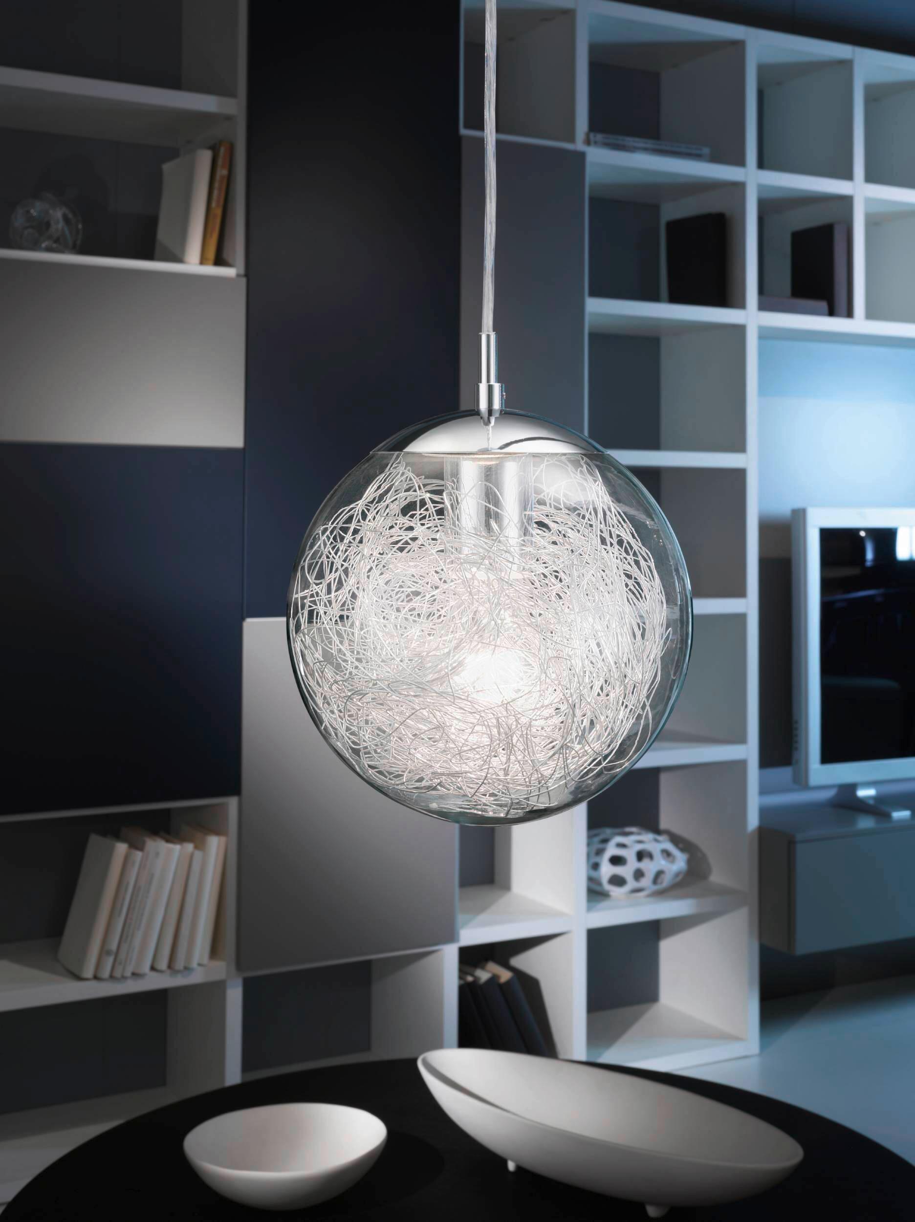 Hängeleuchte 93073* Luberio - Chromfarben/Alufarben, Basics, Glas/Metall (25/110cm) - Eglo