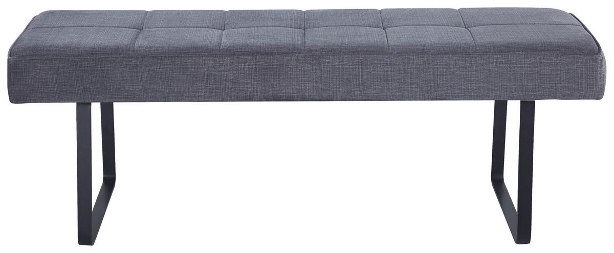 Sitzbank Tilos Ohne Lehne Samt Dunkelgrau, B: 140 Cm - Dunkelgrau/Schwarz, KONVENTIONELL, Textil/Metall (140/49/47cm) - MID.YOU