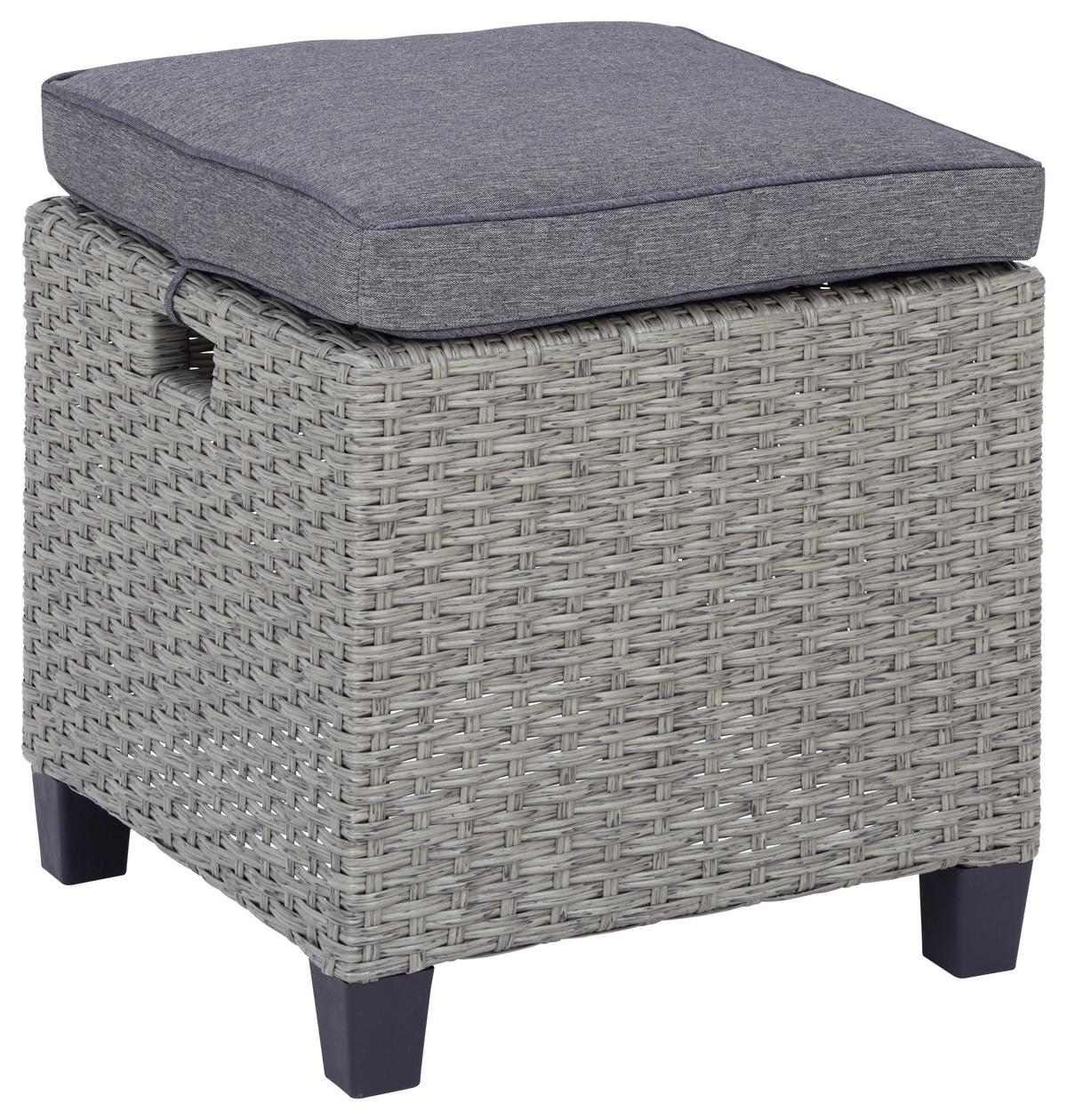 Loungegarnitur 6-tlg Athena In Rattan-Optik Mit Kissen - Schwarz/Grau, MODERN, Glas/Kunststoff - Beldano