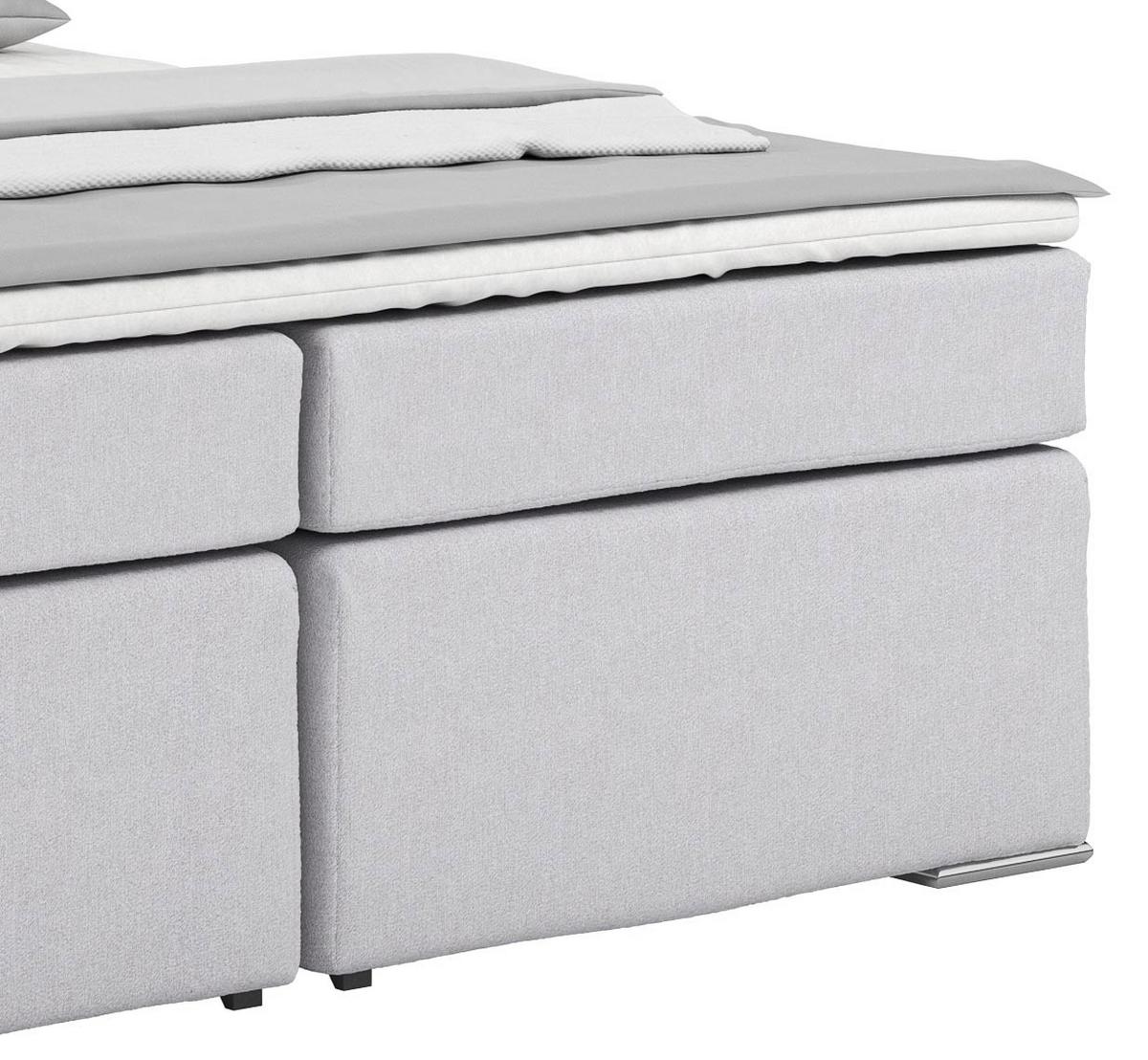 Posteľ boxspring Nero, 180x200 cm, bielo-sivá - šampanská/chrómová, Konventionell, kov/textil (180/200cm)