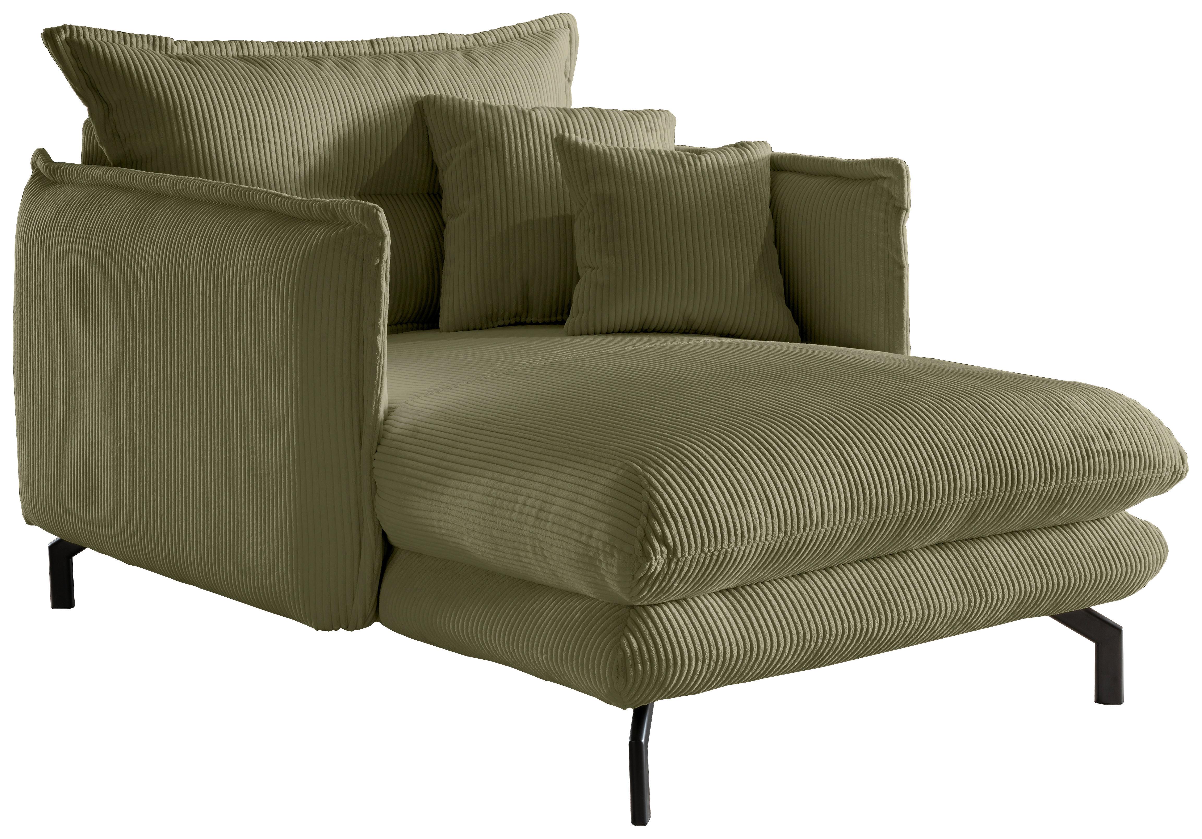 XXL-Sessel Lava Olivgrün B: 111cm - Schwarz/Olivgrün, MODERN, Textil (111/101/167cm) - Livetastic