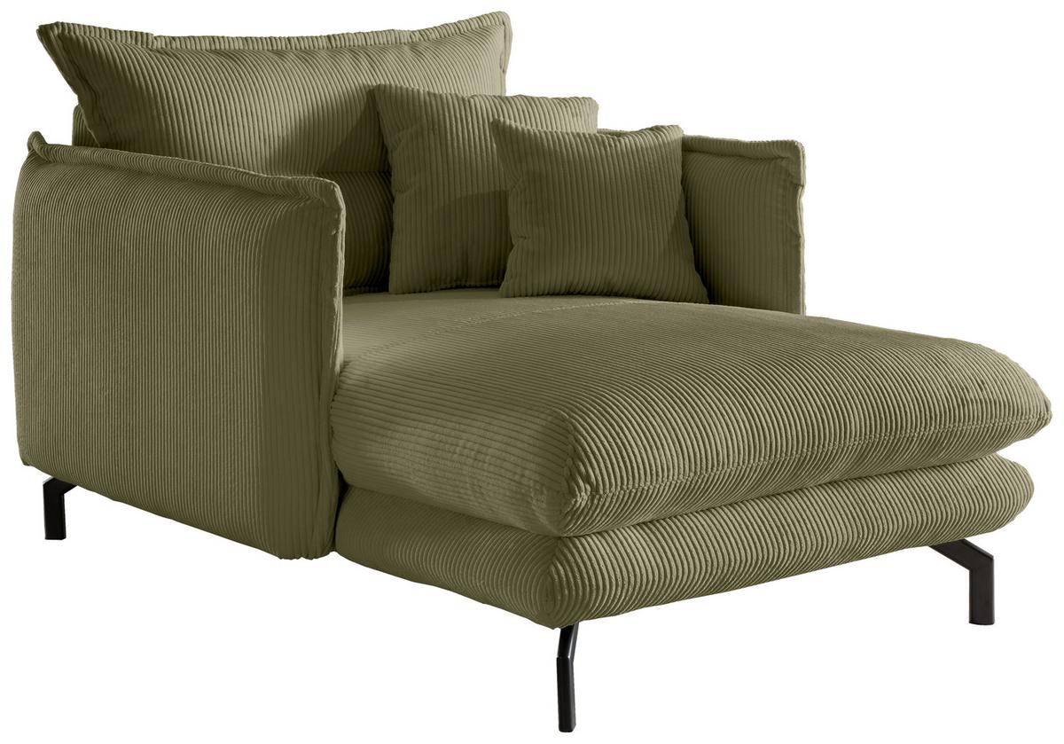 XXL-Sessel Lava Olivgrün B: 111cm - Schwarz/Olivgrün, MODERN, Textil (111/101/167cm) - Livetastic