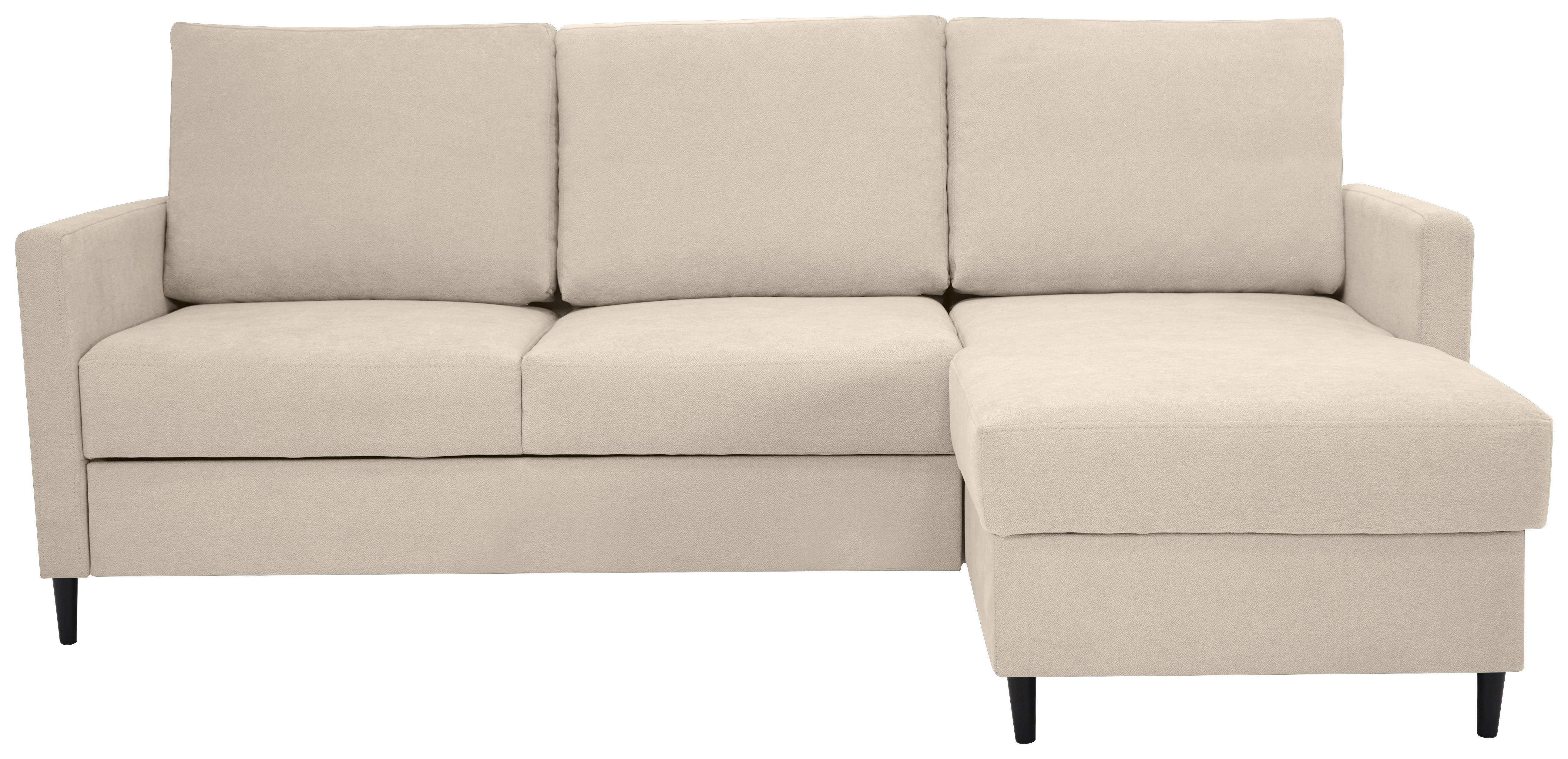 Rohová sedačka MOSSA, oboustranná, béžová - černá/béžová, Konvenční, dřevo/textil (159/221cm)