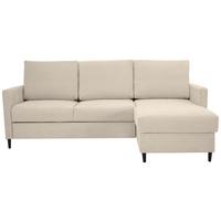 Rohová sedačka MOSSA, oboustranná, béžová - černá/béžová, Konvenční, dřevo/textil (159/221cm)