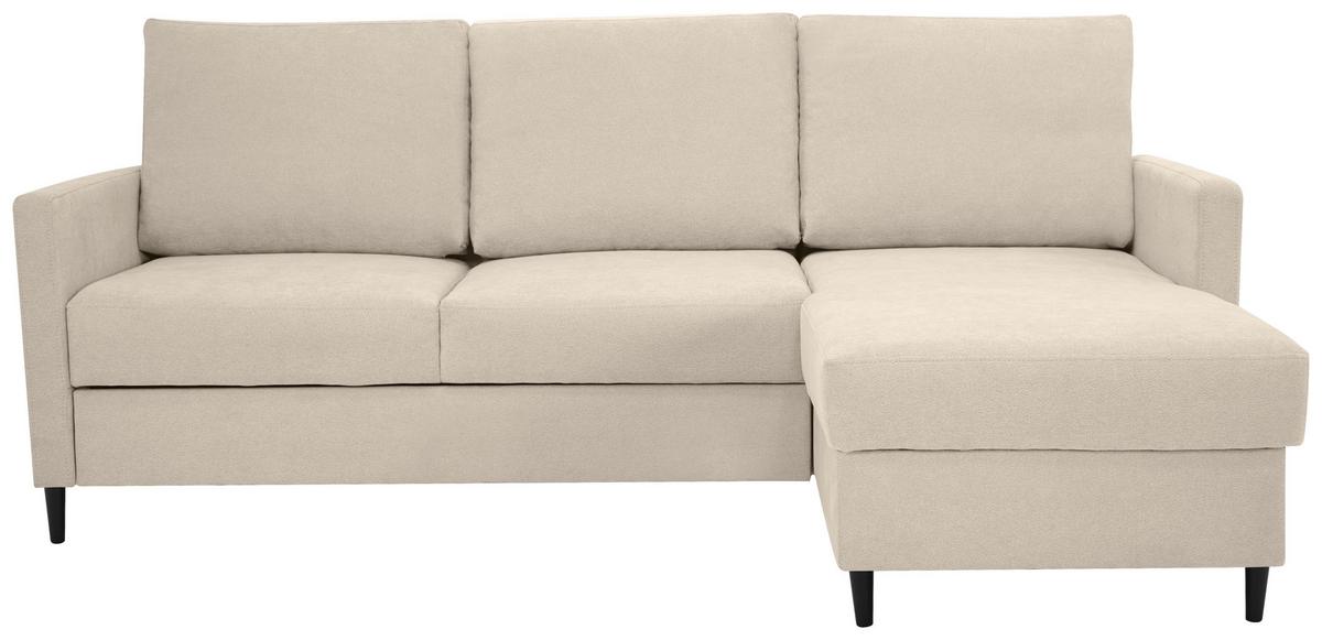 Rohová sedačka MOSSA, oboustranná, béžová - černá/béžová, Konvenční, dřevo/textil (159/221cm)