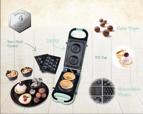 Waffeleisen Snack Maker 700 W Antihaftbeschichtet - Mintgrün, MODERN, Kunststoff (10/14/30cm) - Trisa Electronics