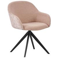 Armlehnstuhl Larina Webstoff Sand 360° drehbar - Sandfarben/Schwarz, MODERN, Textil/Metall (63/84/63cm) - MID.YOU