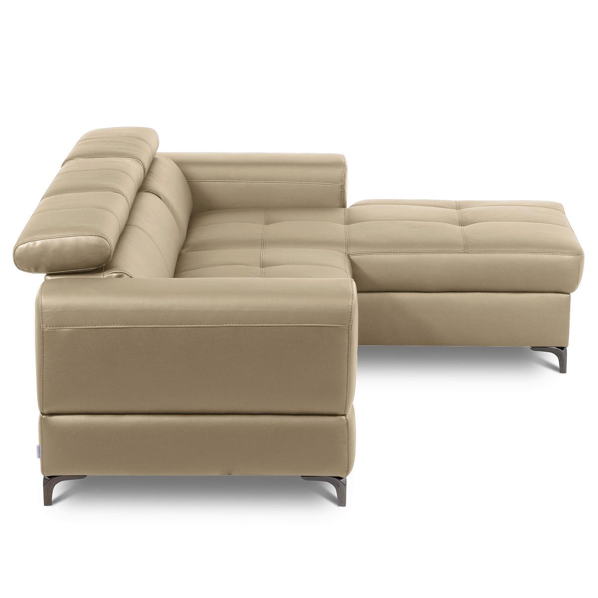 Ecksofa Torino Teilleder Hellgrau 247x173 - Hellgrau/Schwarz, Design, Leder/Textil (247/173cm) - Livetastic