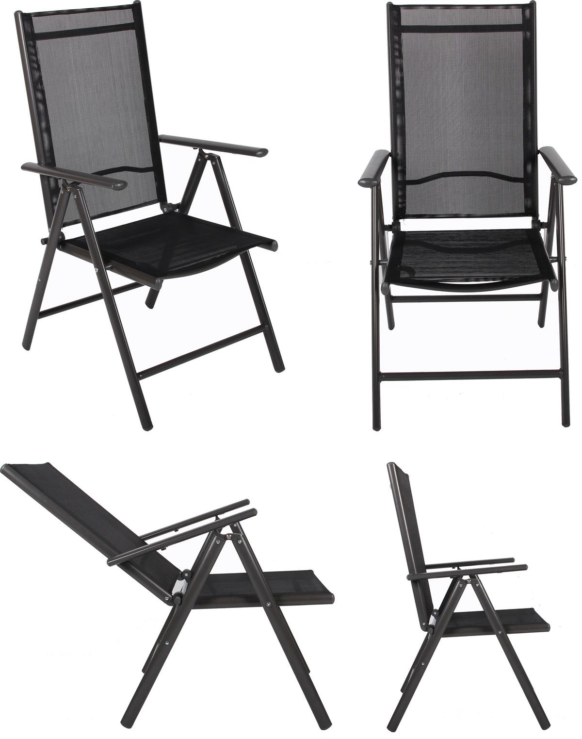 Gartensessel Klappbar Anthrazit - Anthrazit, Basics, Textil/Metall (56/105/65cm) - MID.YOU