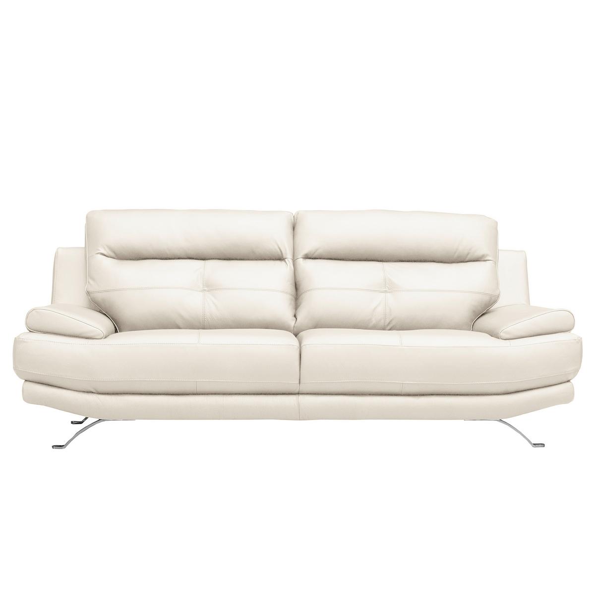 3-Sitzer-Sofa Echtleder Weiß B: 225 cm - Chromfarben/Weiß, Design, Leder (225/92/99cm) - Livetastic