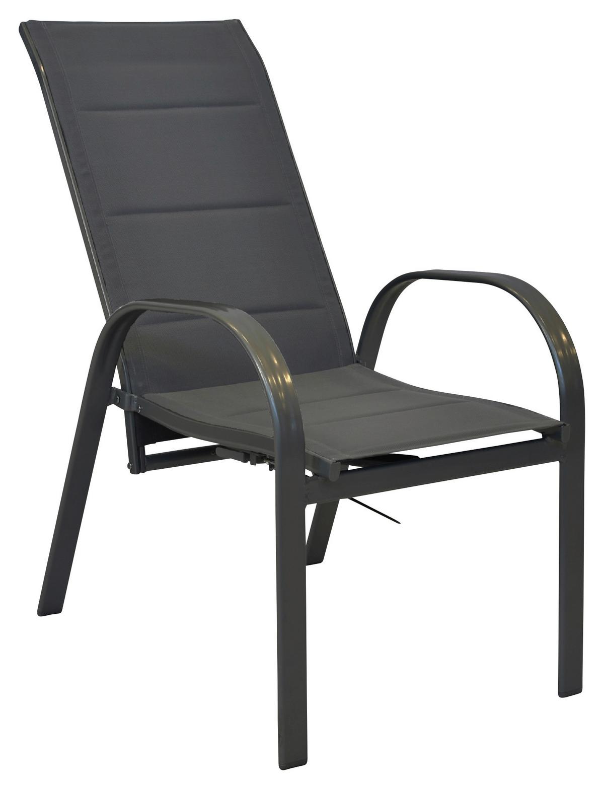 Gartensessel Stapelbar Amalfi Aluminium - Anthrazit/Graphitfarben, MODERN, Kunststoff/Metall (59/107/71cm) - Gardenson