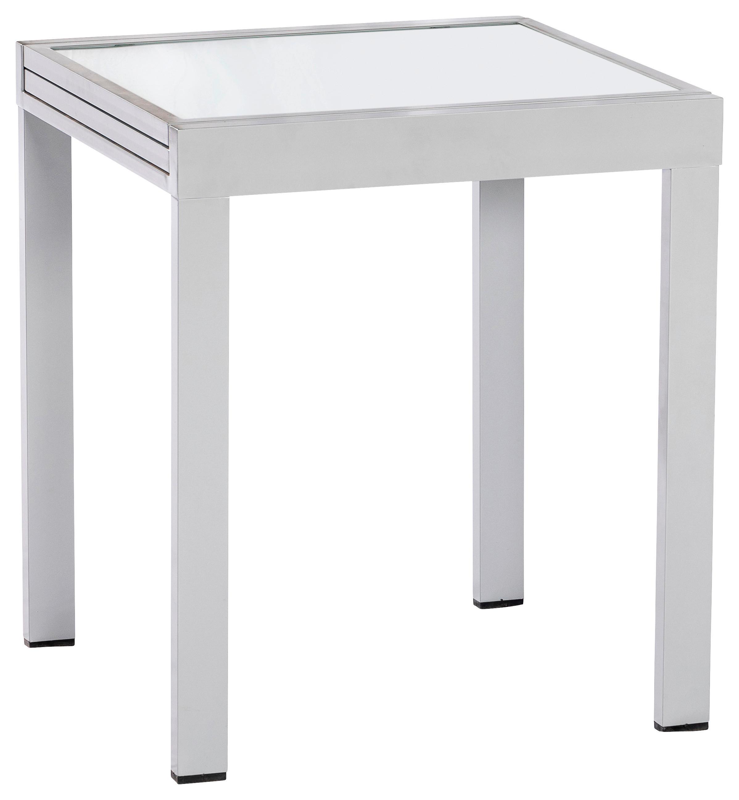 Gartentisch ausziehbar Metall/ Glas L: 65/130 cm - Silberfarben, KONVENTIONELL, Glas/Metall (65/130/65/75cm) - Gardenson