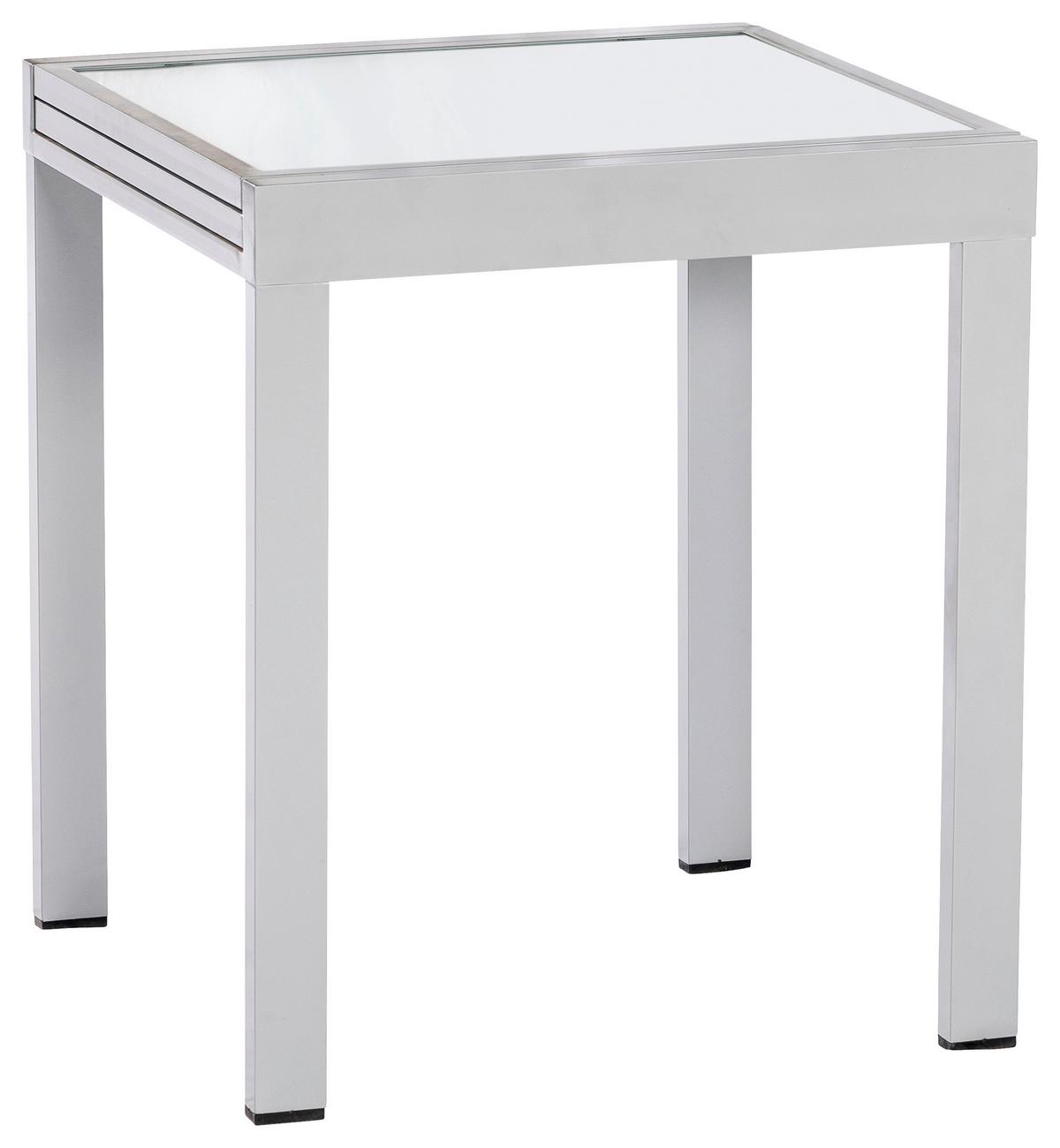 Gartentisch ausziehbar Metall/ Glas L: 65/130 cm - Silberfarben, KONVENTIONELL, Glas/Metall (65/130/65/75cm) - Gardenson