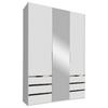 Drehtürenschrank Mit Spiegel + Laden 150cm Level 36a, Weiß - Silberfarben/Weiß, MODERN, Glas/Holzwerkstoff (150/216/58cm) - MID.YOU