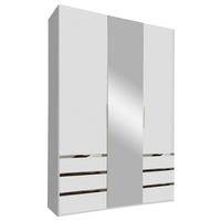Drehtürenschrank Mit Spiegel + Laden 150cm Level 36a, Weiß - Silberfarben/Weiß, MODERN, Glas/Holzwerkstoff (150/216/58cm) - MID.YOU