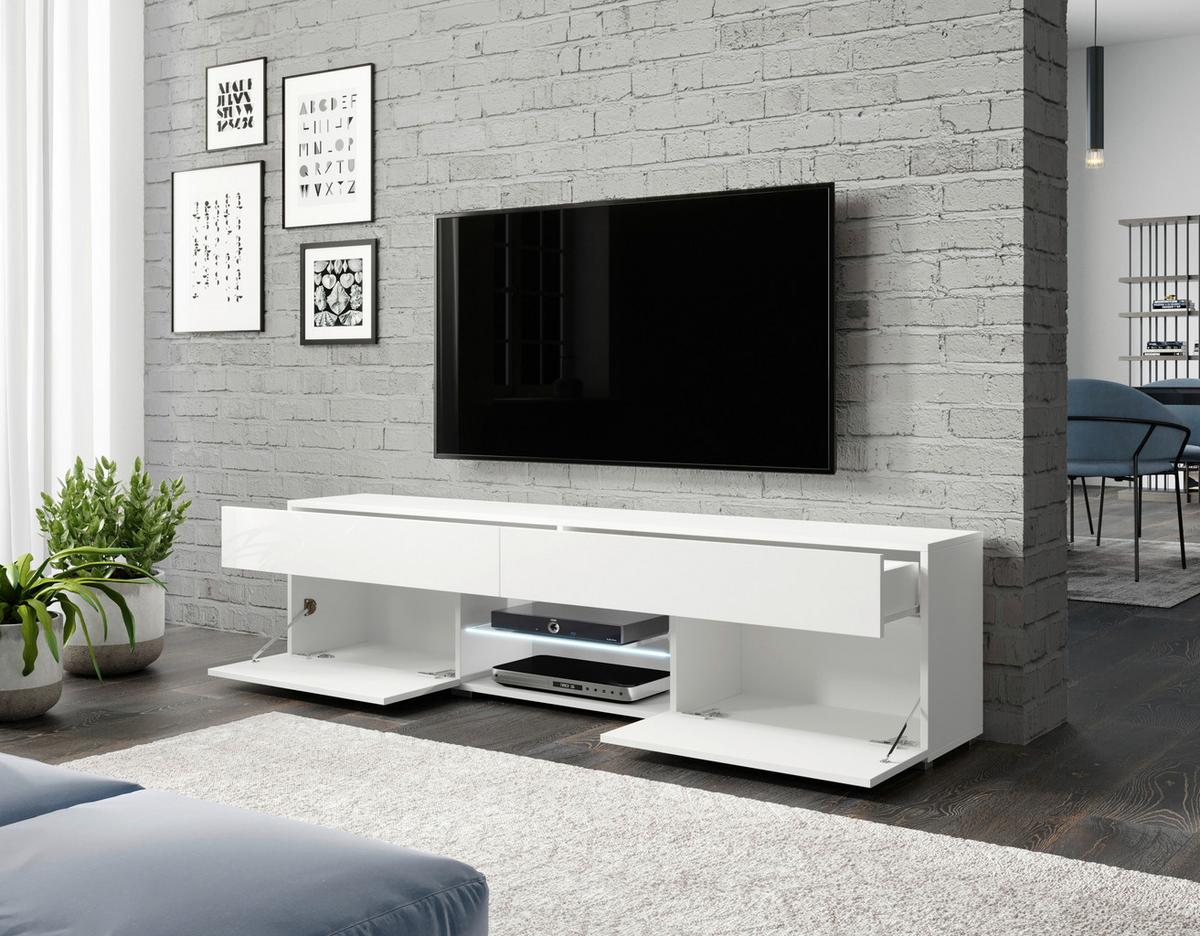 Nízka komoda s LED osvetlením - sivá/biela, Lifestyle, kompozitné drevo/plast (180/45,4/32,5cm) - P & B